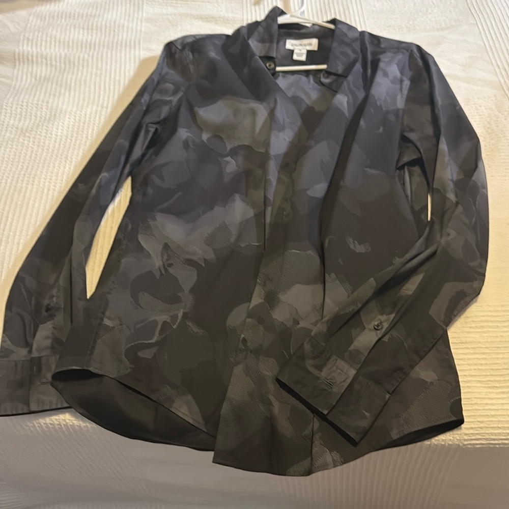 Calvin Klein Black and Gray Dress Shirt